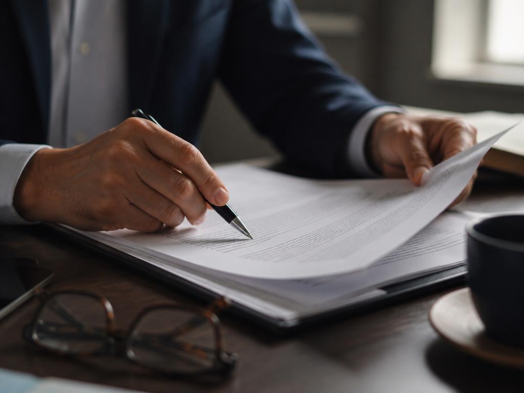 Attorney reviewing the fine print of a contract